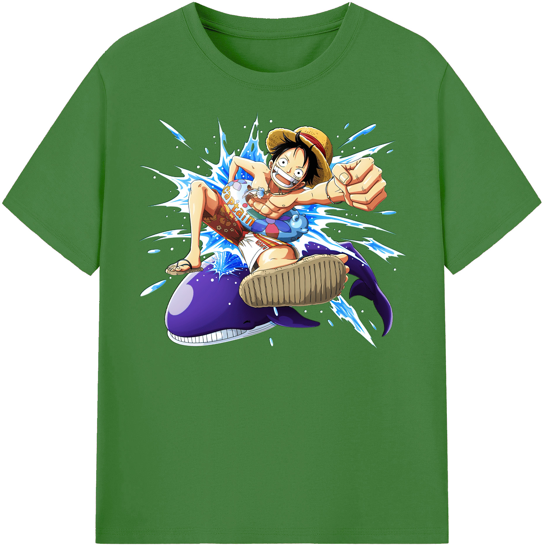 ワンピース モンキー・D・ルフィ ONE PIECE Monkey D. Luffy レディースカジュアルプリントTシャツ（綿100％）